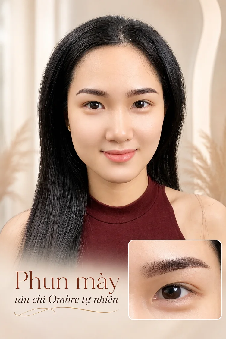 Cận cảnh phun mày chạm hạt tán chì shading