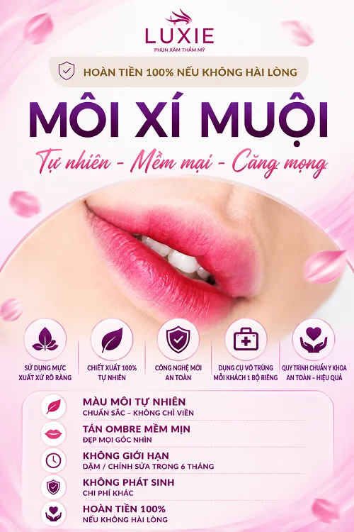 Phun môi xí muội đẹp cho đôi môi căng mọng
