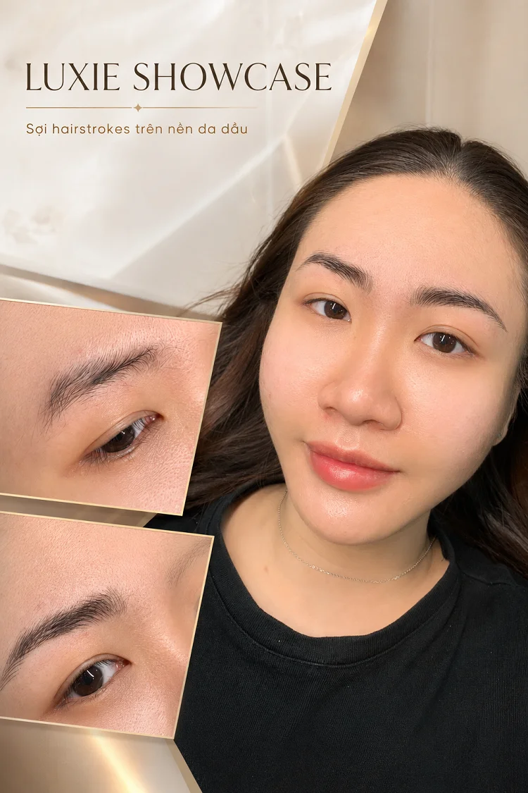 Phẩy sợi lông mày hairstroke trên nền da dầu