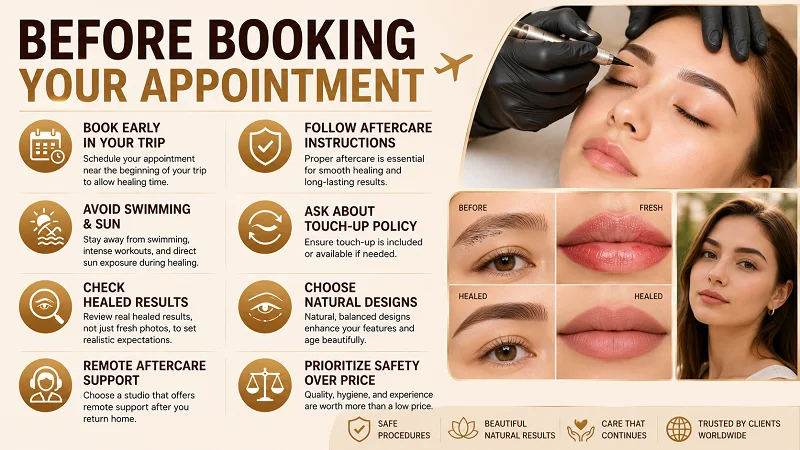 Beauty tattoo appointment travel tips