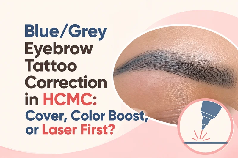 Blue/Grey Eyebrow Tattoo Correction in HCMC: Cover, Color Boost, or Laser First?