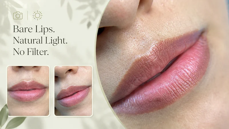 How does Luxie assess an old lip tattoo?