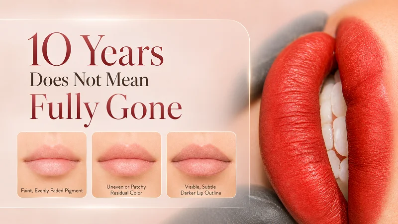 What can a lip tattoo look like after 10 years?