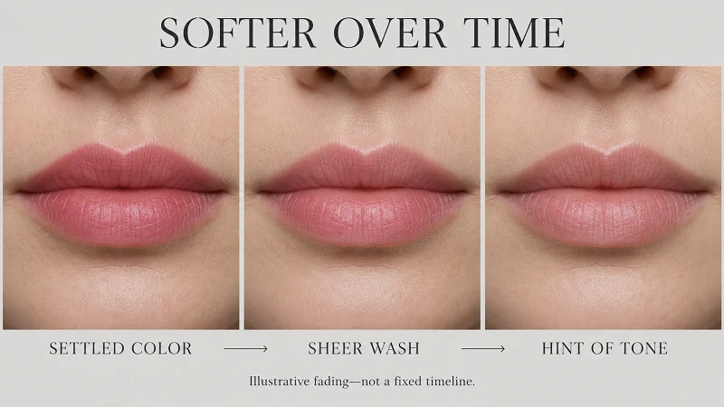 What does lip blush look like as it fades?