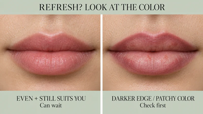 When should you refresh faded lip blush?