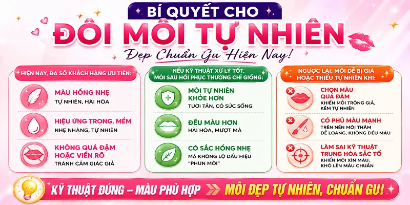 Những yêu cầu để có một đôi môi đẹp tự nhiên khi xử lý phun