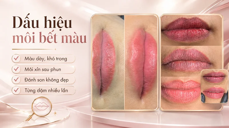 Dấu hiệu nhận biết môi bết màu sau phun