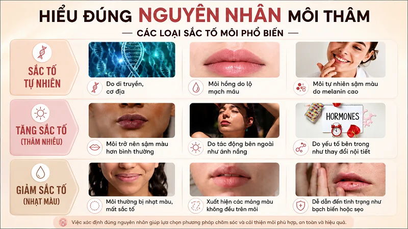 Các loại sắc tố môi phổ biến