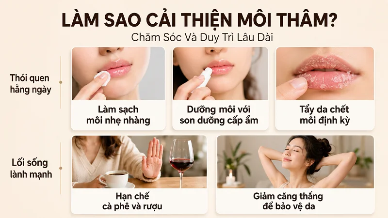 Chăm sóc môi đúng cách đôi khi đã giúp nền môi cải thiện một phần.