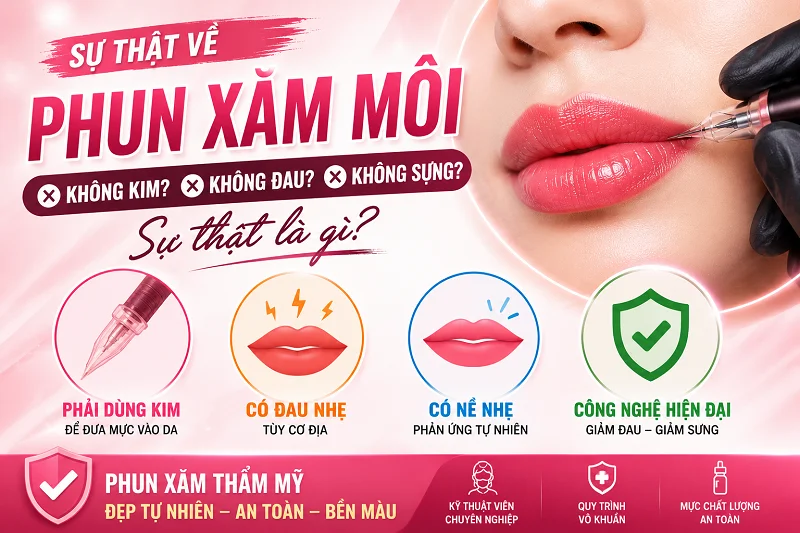 Cấy Màu Môi Không Dùng Kim, Không Sưng, Không Đau: Sự Thật Trong Ngành Phun Xăm Thẩm Mỹ