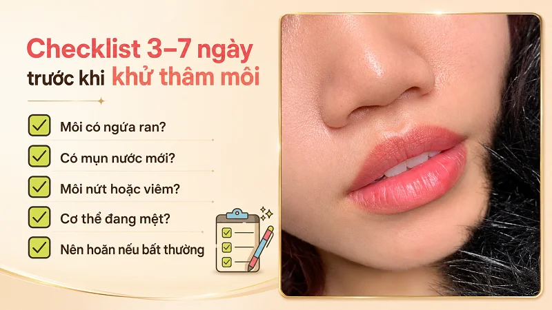 Checklist 3–7 ngày trước khi khử thâm môi gồm những gì?