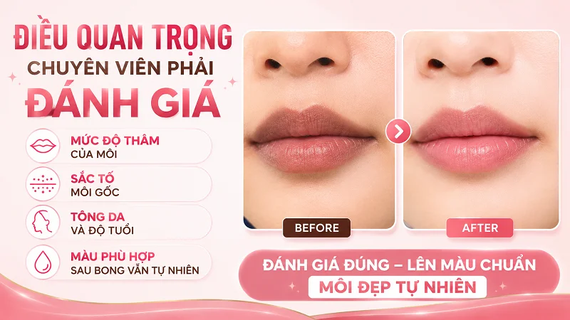 Đánh giá của chuyên viên trước khi khử thâm môi