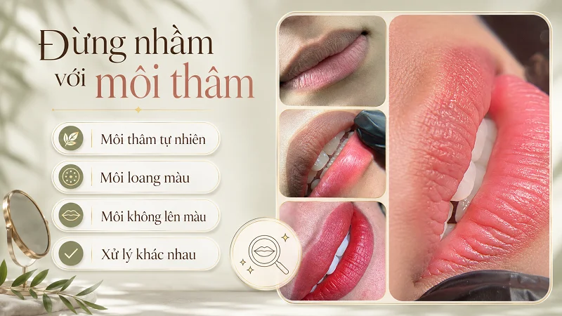 Môi bết màu khác gì với môi thâm, môi loang và môi không lên màu?