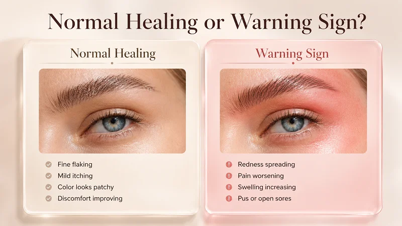 Normal healing or warning sign after having eyebrow tattoo Normal healing or warning sign after having eyebrow tattoo