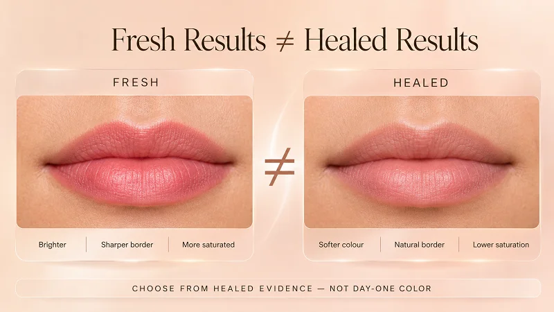 Start with a realistic lip after healed result