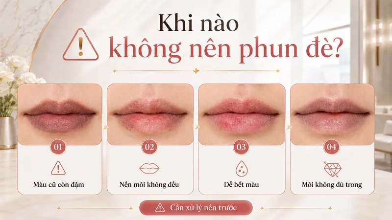 Những dấu hiệu không nên phun đè màu môi ngay