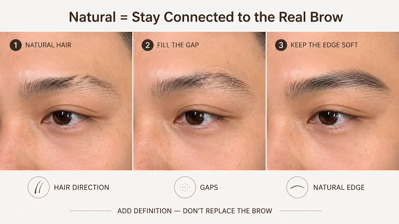What makes a men's eyebrow tattoo look natural? What makes a men's eyebrow tattoo look natural?