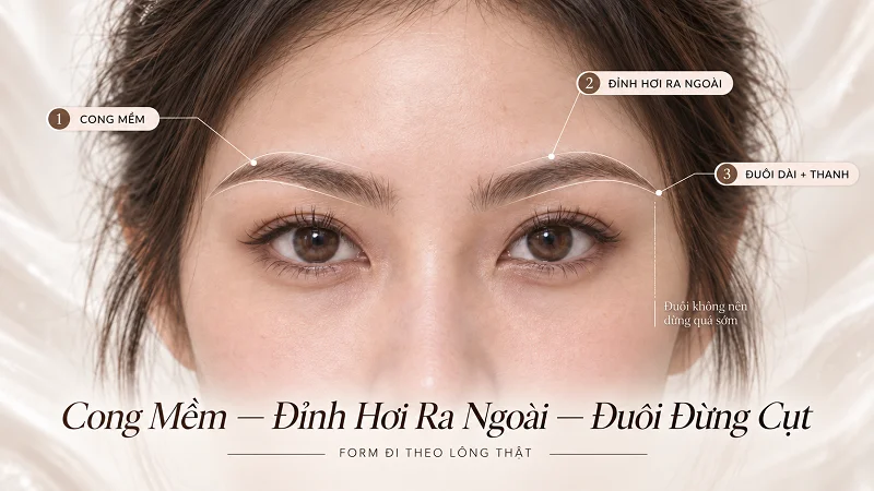 Dáng lông mày thường hợp mặt kim cương Dáng lông mày thường hợp mặt kim cương