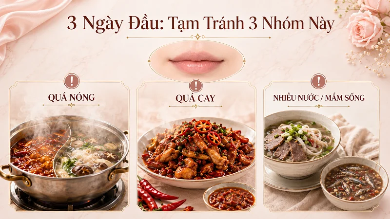 Ba ngày đầu sau phun môi nên tránh ăn gì? Ba ngày đầu sau phun môi nên tránh ăn gì?