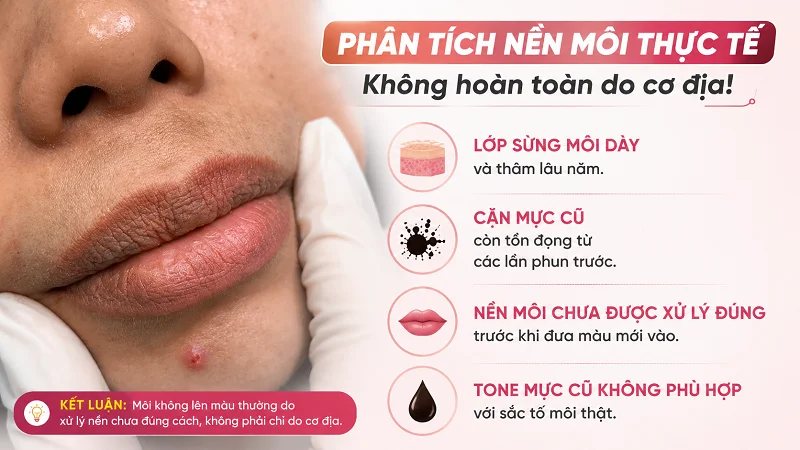 Phân tích nền môi thực tế tại sao không lên màu Phân tích nền môi thực tế tại sao không lên màu