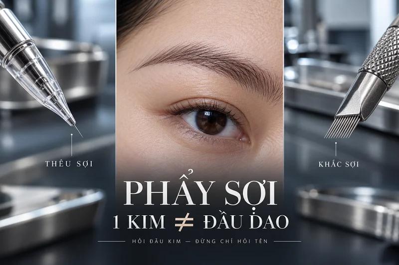 Công Nghệ Phẩy Sợi Lông Mày: Thêu Sợi Khác Khắc Sợi Ở Đâu?