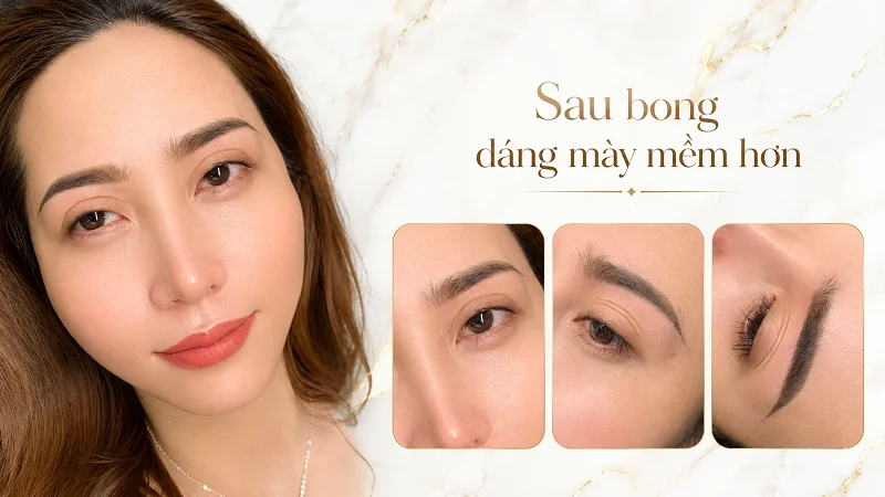 Sau bong, màu dịu lại và dáng mày mềm hơn so với ngày đầu.