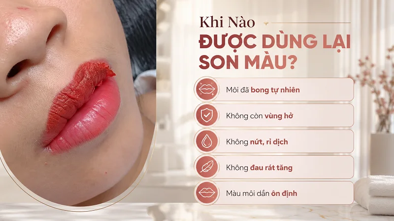 Bạn chỉ nên sử dụng son màu khi môi đã ổn định sau phun Bạn chỉ nên sử dụng son màu khi môi đã ổn định sau phun