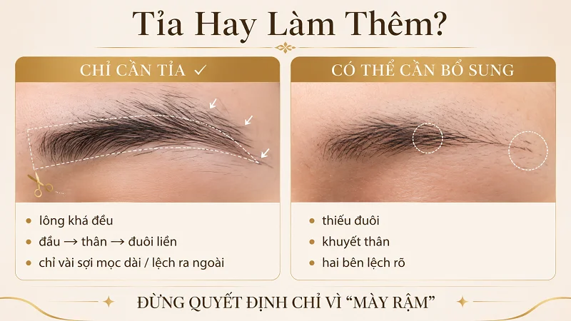 Lông mày rậm nên tỉa hay phun thêm?