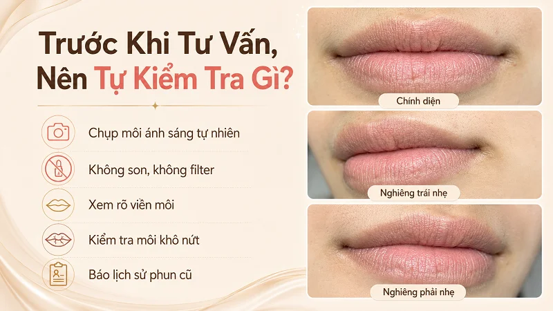 Khách hàng nên tự kiểm tra nền môi như thế nào trước khi tư vấn?