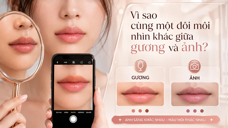 Vì sao cùng một đôi môi nhìn khác giữa gương và ảnh? Vì sao cùng một đôi môi nhìn khác giữa gương và ảnh?