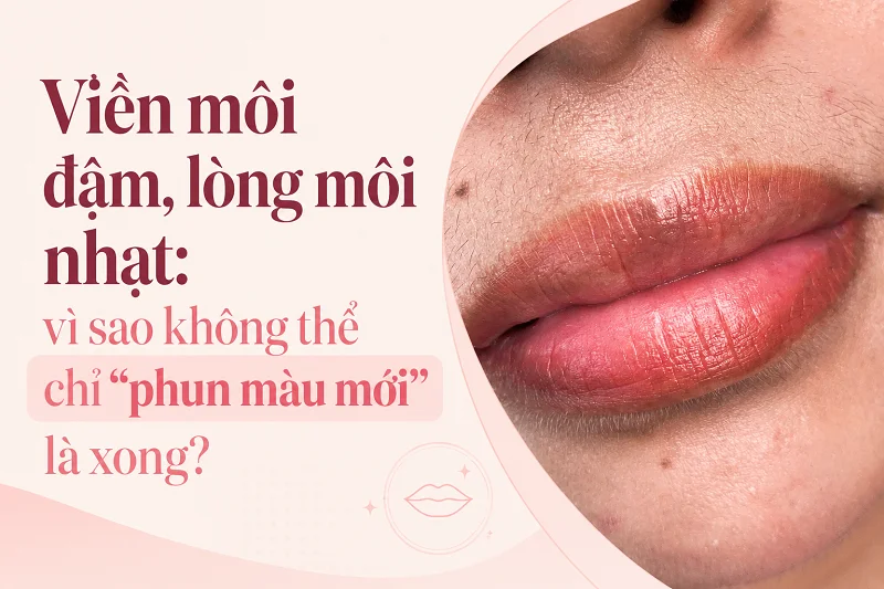 Viền môi đậm, lòng môi nhạt: vì sao không thể chỉ “phun màu mới” là xong?