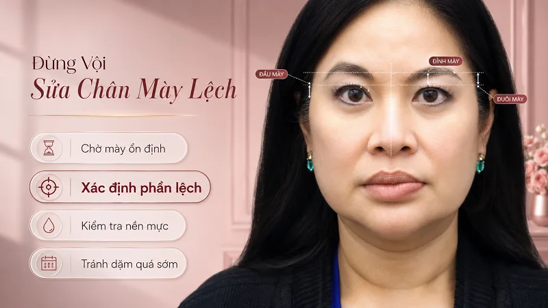 Cần xác định chính xác phần lệch chân mày để có hướng xử lý đúng Cần xác định chính xác phần lệch chân mày để có hướng xử lý đúng