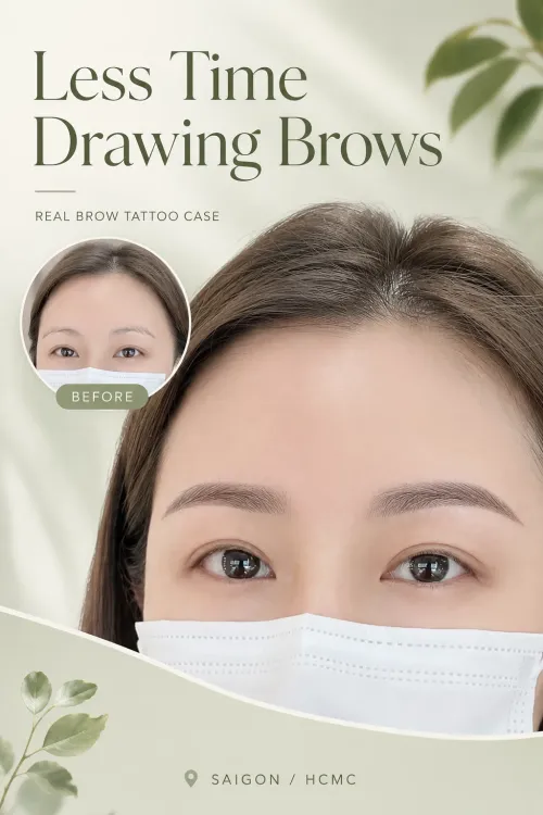 Brow tattoo at Luxie: before and after